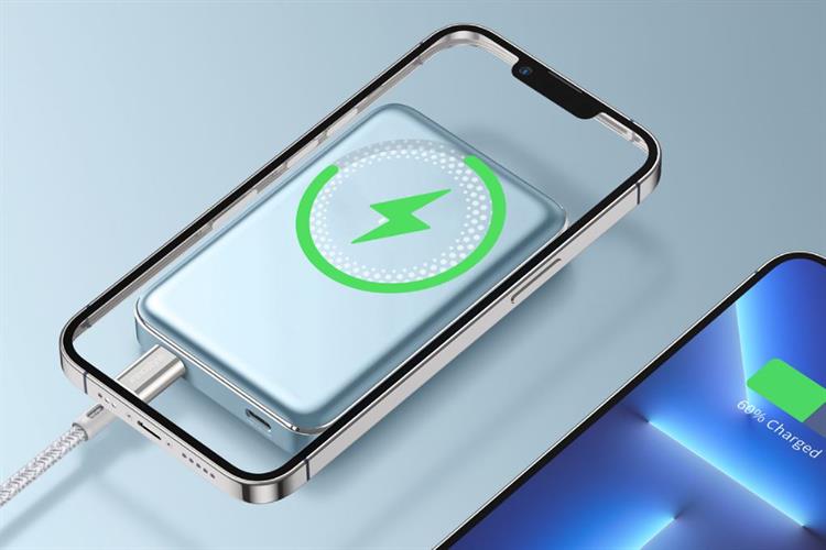 Pin sạc dự phòng Polymer 10000mAh Không dây Magnetic Type C PD 20W Innostyle PowerMag Slim IM20PD Màu Xanh Dương