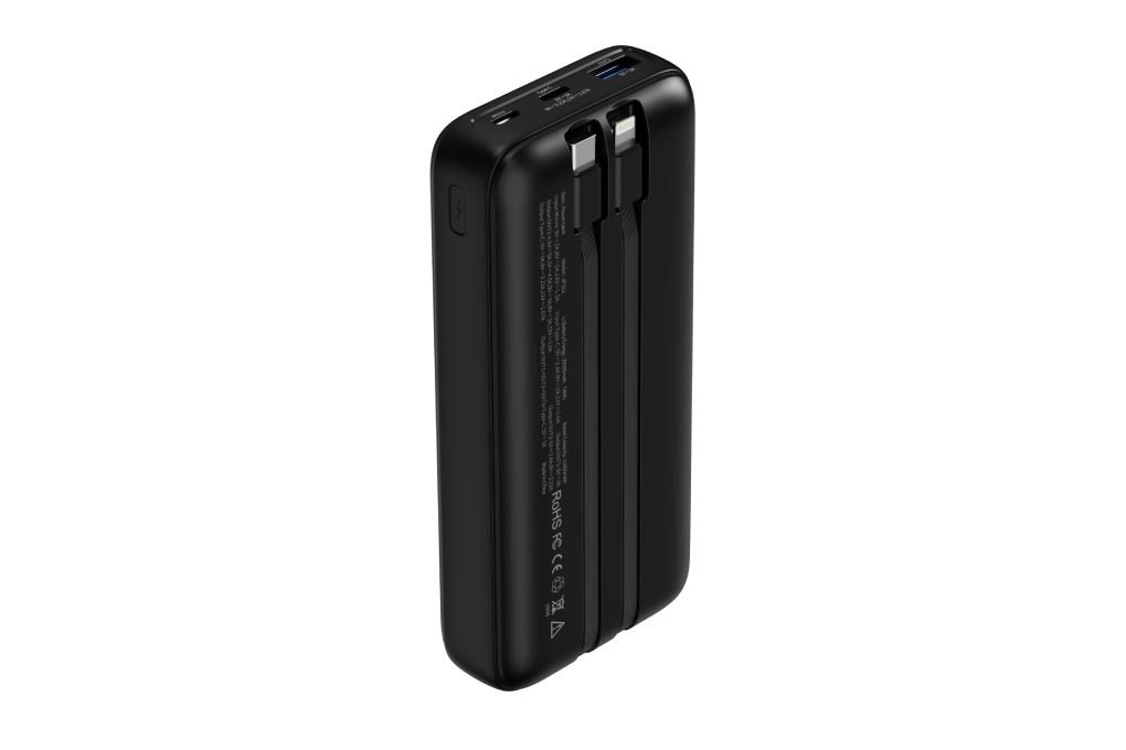 Pin sạc dự phòng Polymer 20000mAh Type C PD 22.5W Xmobile JP312 kèm Cáp Lightning và Type C Màu Đen