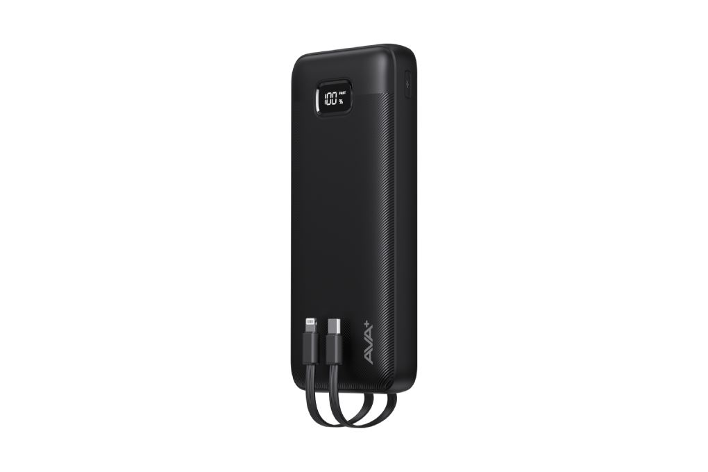 Pin sạc dự phòng Polymer 20000mAh Type C 10.5W AVA+ JP311 kèm cáp Lightning và Type C Màu Đen