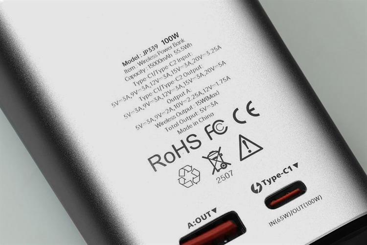 Pin sạc dự phòng 15000mAh Không dây Magnetic Qi2 Type C PD QC 3.0 100W Xmobile JP339 Màu Bạc