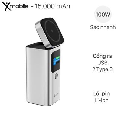 Pin sạc dự phòng 15000mAh Không dây Magnetic Qi2 Type C PD QC 3.0 100W Xmobile JP339