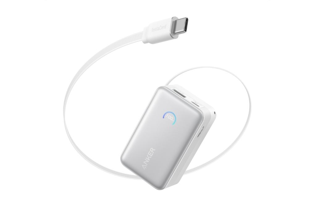 Pin sạc dự phòng 10000mAh Type C PD QC 3.0 45W Anker A1638 kèm cáp dây rút Type C Màu Trắng