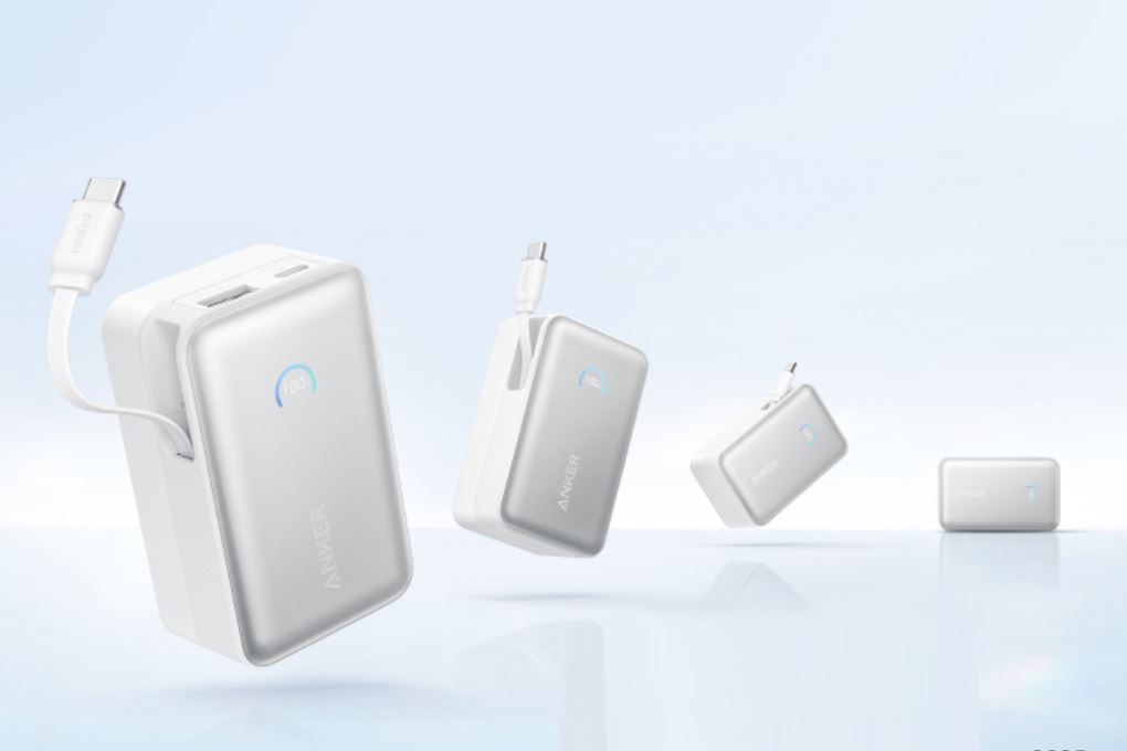 Pin sạc dự phòng 10000mAh Type C PD QC 3.0 45W Anker A1638 kèm cáp dây rút Type C Màu Trắng