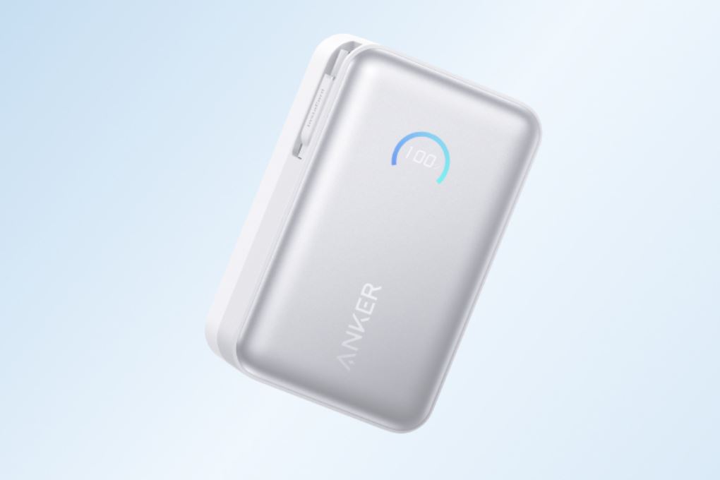 Pin sạc dự phòng 10000mAh Type C PD QC 3.0 45W Anker A1638 kèm cáp dây rút Type C Màu Trắng