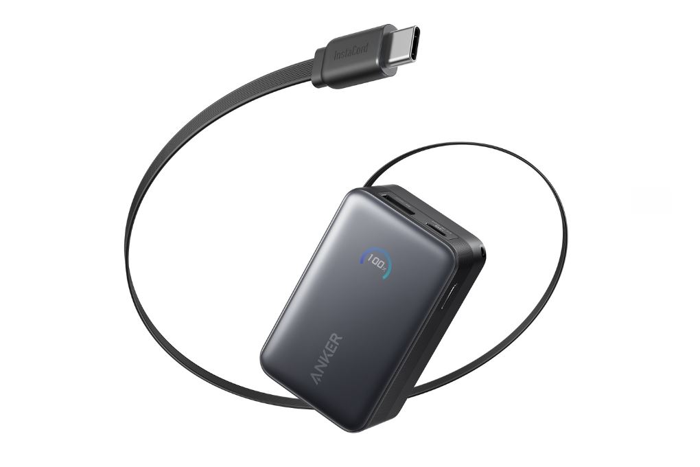 Pin sạc dự phòng 10000mAh Type C PD QC 3.0 45W Anker A1638 kèm cáp dây rút Type C Màu Đen