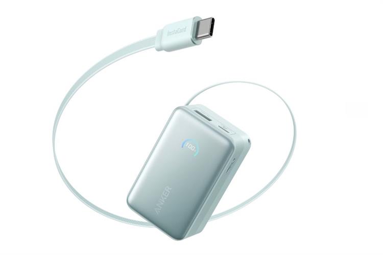 Pin sạc dự phòng 10000mAh Type C PD QC 3.0 45W Anker A1638 kèm cáp dây rút Type C Màu Xanh mint