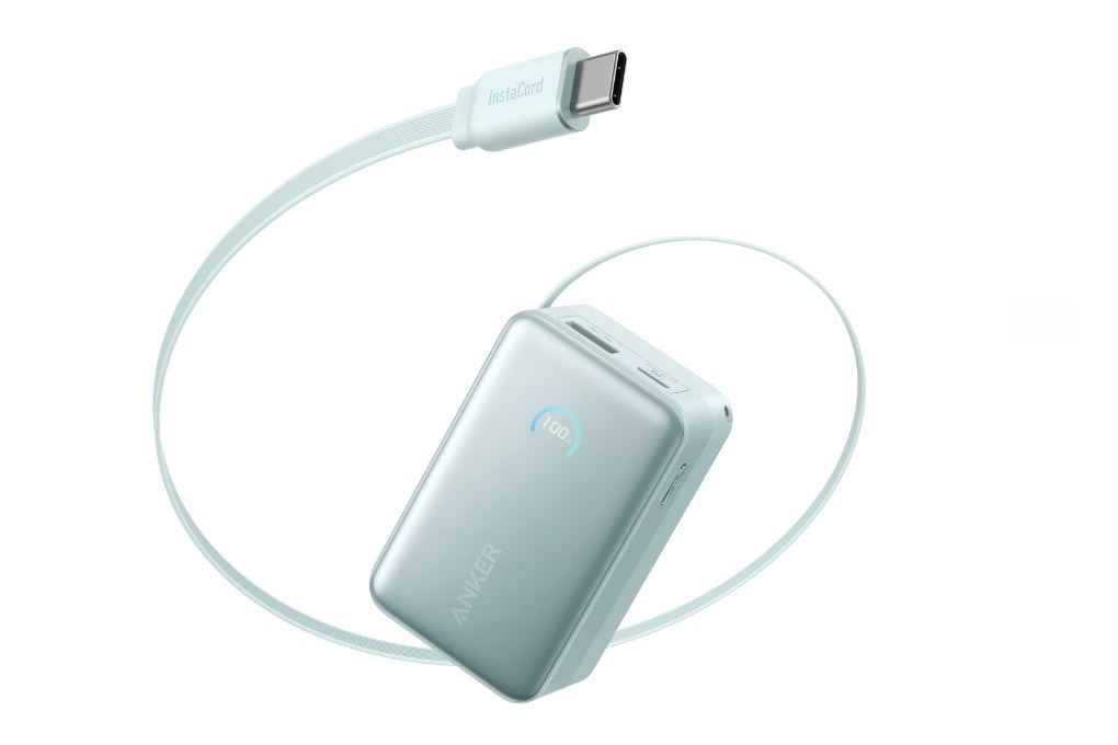 Pin sạc dự phòng 10000mAh Type C PD QC 3.0 45W Anker A1638 kèm cáp dây rút Type C Màu Xanh mint