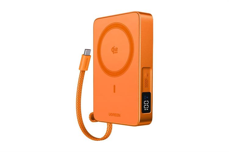 Pin sạc dự phòng Polymer Không dây Magnetic Qi2.2 Type C PD 30W Ugreen PB773 kèm Cáp Type C Màu Trắng