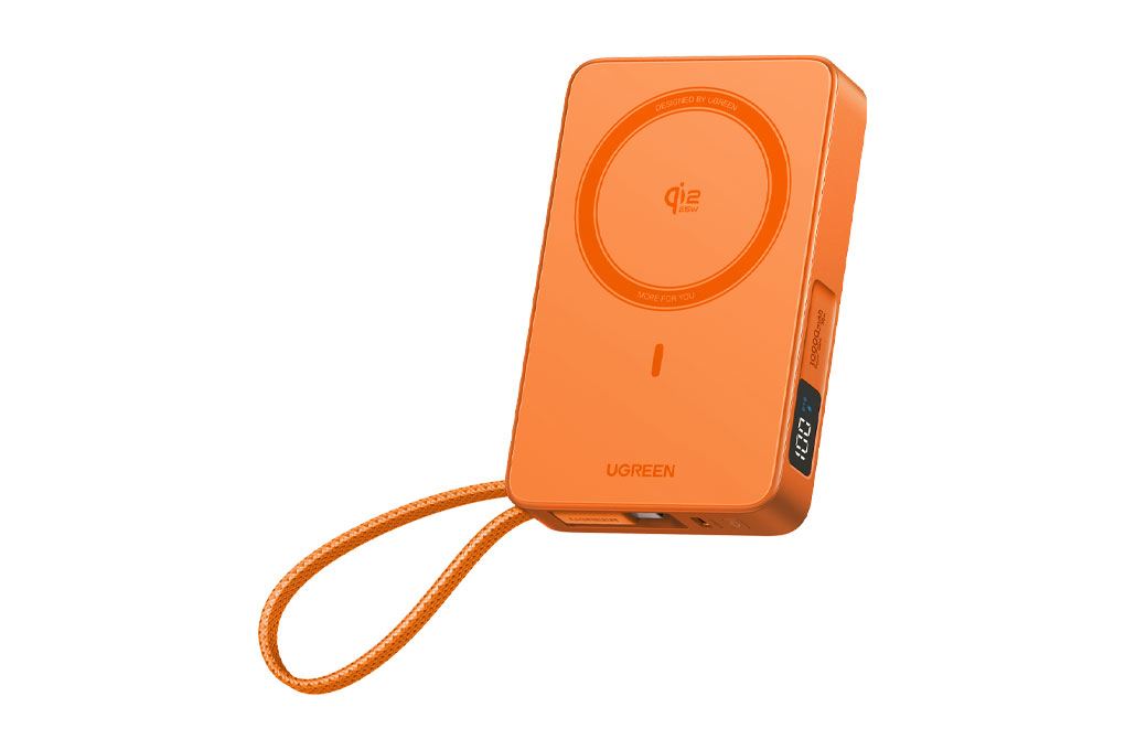 Pin sạc dự phòng Polymer Không dây Magnetic Qi2.2 Type C PD 30W Ugreen PB773 kèm Cáp Type C Màu Cam
