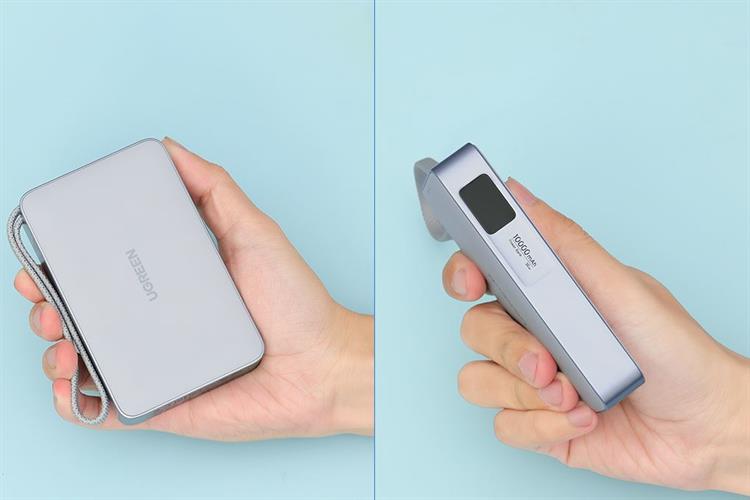 Pin sạc dự phòng Polymer Không dây Magnetic Qi2.2 Type C PD 30W Ugreen PB773 kèm Cáp Type C Màu Xám nhạt