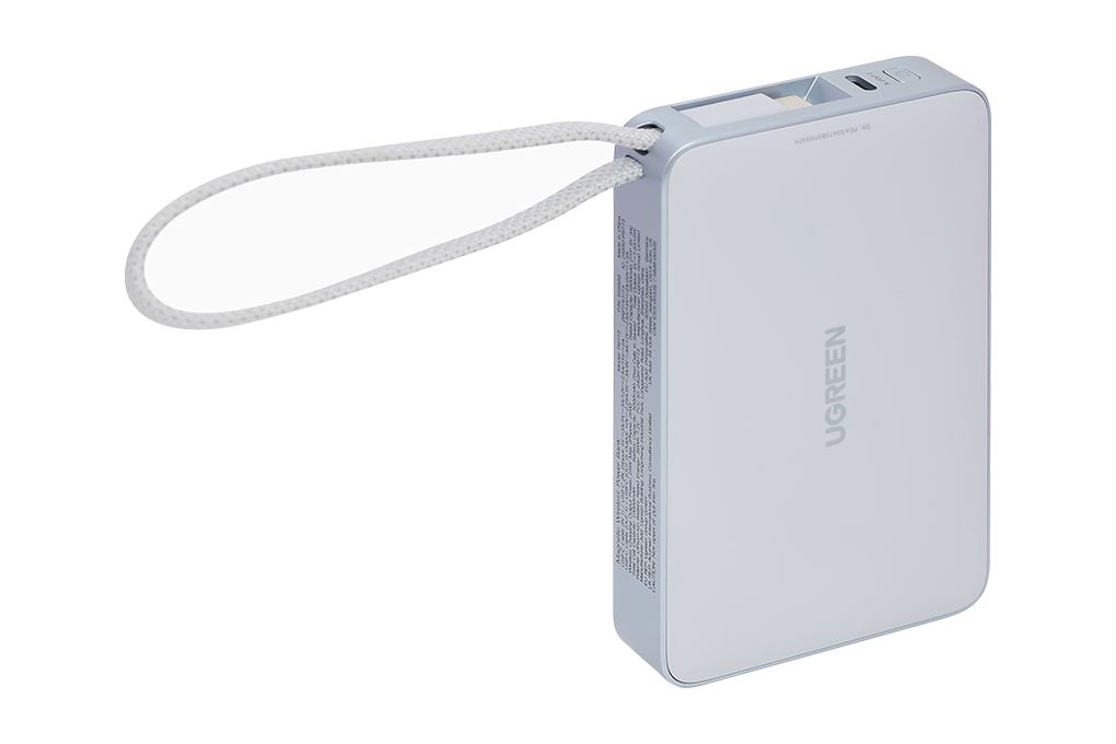 Pin sạc dự phòng Polymer Không dây Magnetic Qi2.2 Type C PD 30W Ugreen PB773 kèm Cáp Type C Màu Xám nhạt
