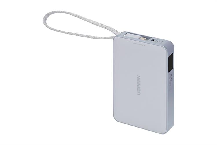 Pin sạc dự phòng Polymer Không dây Magnetic Qi2.2 Type C PD 30W Ugreen PB773 kèm Cáp Type C Màu Xám nhạt