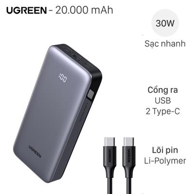 Pin sạc dự phòng Polymer 20000mAh Type C PD QC 3.0 30W Ugreen PB532