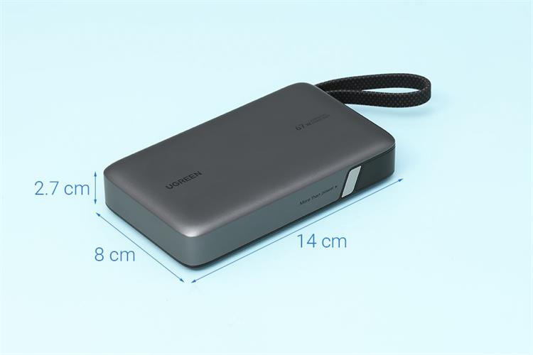 Pin sạc dự phòng 20000mAh Type C PD QC 3.0 67W Ugreen PB550 kèm Cáp Type C Màu Xám
