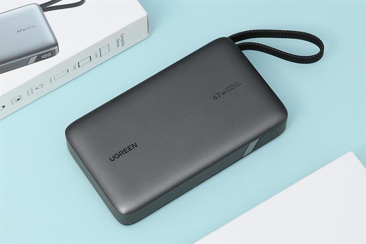 Pin sạc dự phòng 20000mAh Type C PD QC 3.0 67W Ugreen PB550 kèm Cáp Type C Màu Xám