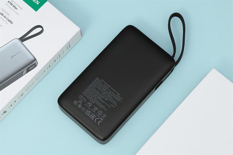 Pin sạc dự phòng 20000mAh Type C PD QC 3.0 67W Ugreen PB550 kèm Cáp Type C Màu Xám