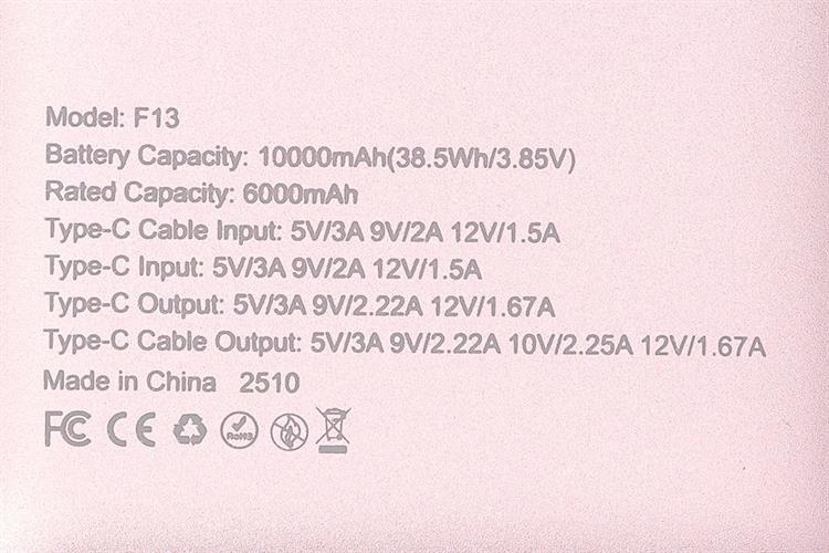Pin sạc dự phòng Polymer 10000mAh Type C PD 22.5W Xmobile F13 kèm Cáp Type C Màu Hồng