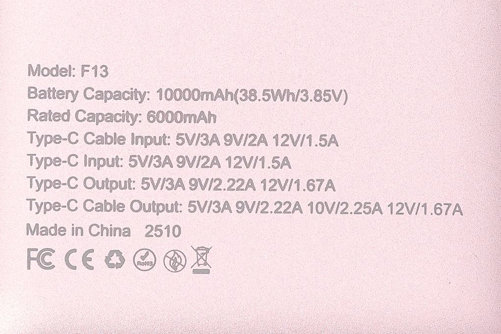 Pin sạc dự phòng Polymer 10000mAh Type C PD 22.5W Xmobile F13 kèm Cáp Type C Màu Hồng