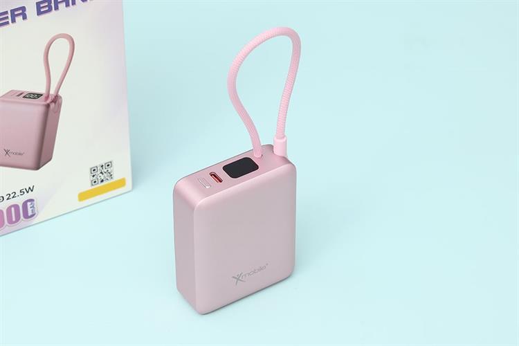 Pin sạc dự phòng Polymer 10000mAh Type C PD 22.5W Xmobile F13 kèm Cáp Type C Màu Hồng