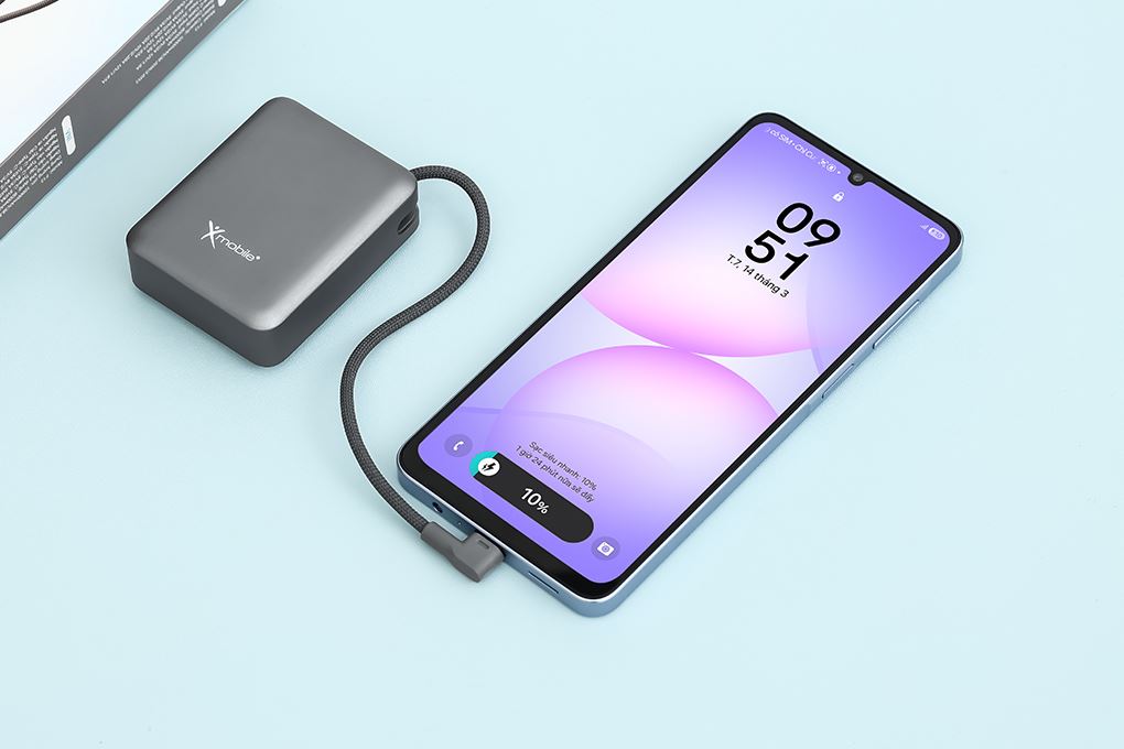 Pin sạc dự phòng Polymer 10000mAh Type C PD 22.5W Xmobile F13 kèm Cáp Type C Màu Xám