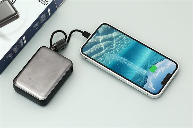Pin sạc dự phòng Polymer 20000mAh Type C PD QC 3.0 22.5W Xmobile H32 kèm Cáp Lightning và Type C Màu Đen