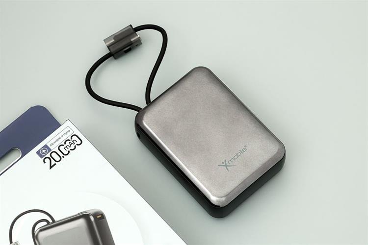Pin sạc dự phòng Polymer 20000mAh Type C PD QC 3.0 22.5W Xmobile H32 kèm Cáp Lightning và Type C Màu Đen