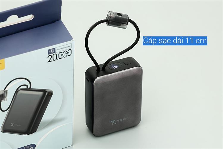 Pin sạc dự phòng Polymer 20000mAh Type C PD QC 3.0 22.5W Xmobile H32 kèm Cáp Lightning và Type C Màu Đen