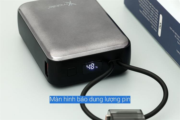 Pin sạc dự phòng Polymer 20000mAh Type C PD QC 3.0 22.5W Xmobile H32 kèm Cáp Lightning và Type C Màu Đen