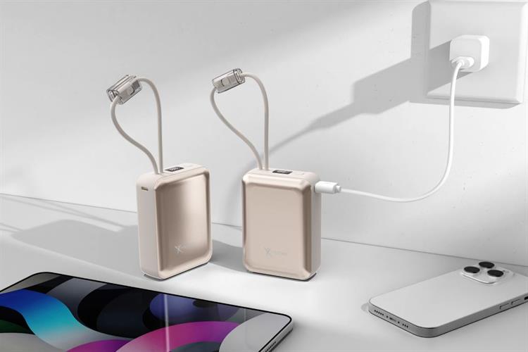 Pin sạc dự phòng Polymer 20000mAh Type C PD QC 3.0 22.5W Xmobile H32 kèm Cáp Lightning và Type C Màu Vàng