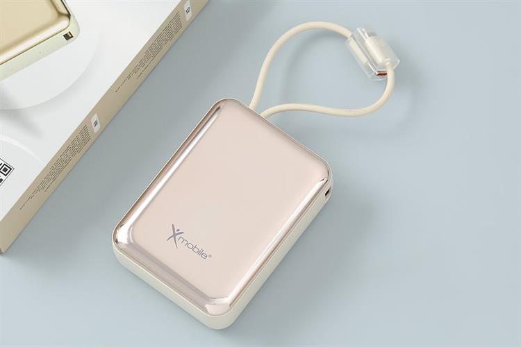Pin sạc dự phòng Polymer 20000mAh Type C PD QC 3.0 22.5W Xmobile H32 kèm Cáp Lightning và Type C Màu Vàng
