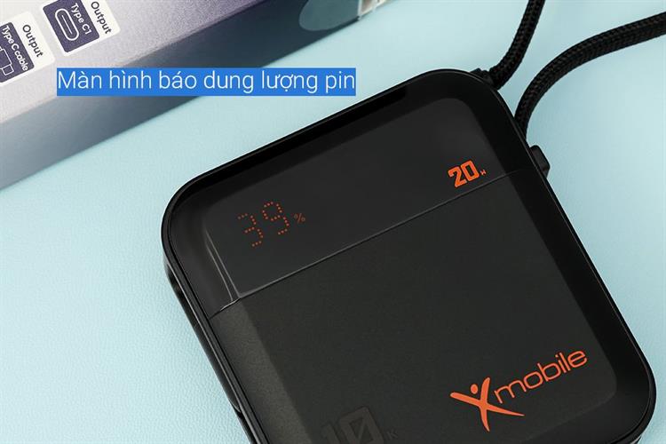 Pin sạc dự phòng Polymer 10000mAh Type C PD 20W Xmobile DS2254A kèm Cáp Type C Màu Đen