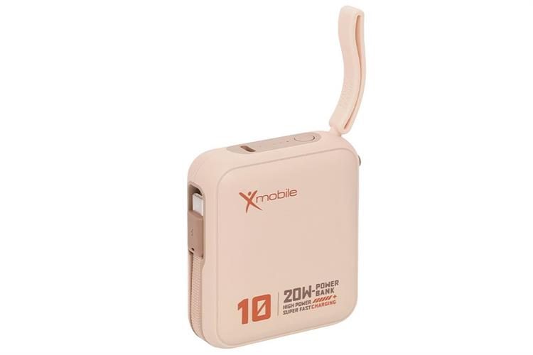 Pin sạc dự phòng Polymer 10000mAh Type C PD 20W Xmobile DS2054B kèm Cáp Type C Màu Nâu