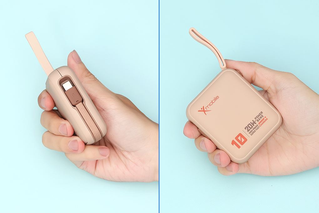 Pin sạc dự phòng Polymer 10000mAh Type C PD 20W Xmobile DS2054B kèm Cáp Type C Màu Nâu