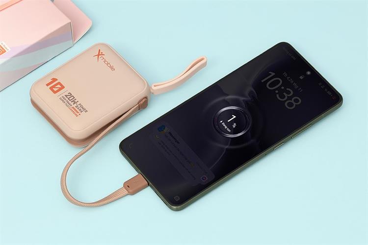 Pin sạc dự phòng Polymer 10000mAh Type C PD 20W Xmobile DS2054B kèm Cáp Type C Màu Nâu