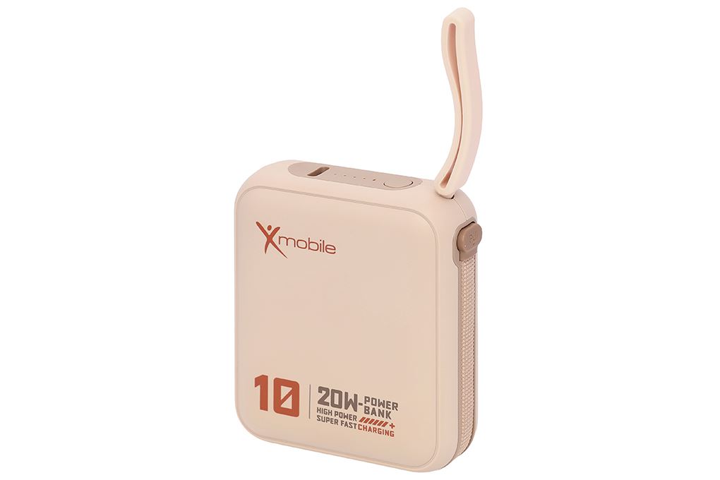 Pin sạc dự phòng Polymer 10000mAh Type C PD 20W Xmobile DS2054B kèm Cáp Type C Màu Nâu
