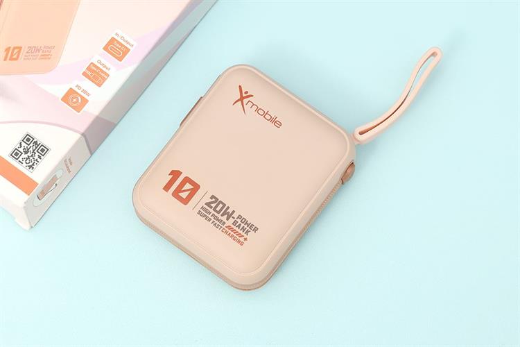 Pin sạc dự phòng Polymer 10000mAh Type C PD 20W Xmobile DS2054B kèm Cáp Type C Màu Nâu