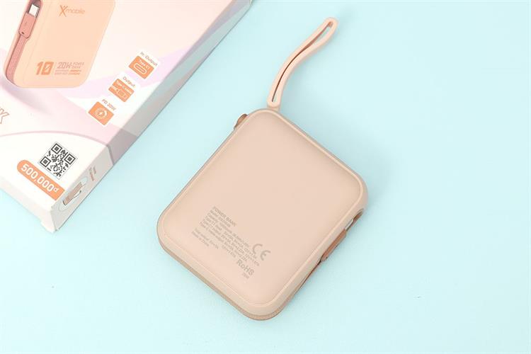 Pin sạc dự phòng Polymer 10000mAh Type C PD 20W Xmobile DS2054B kèm Cáp Type C Màu Nâu