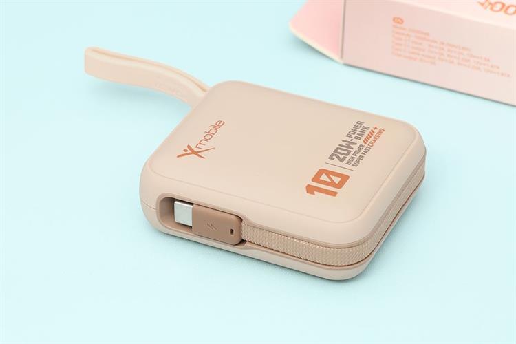 Pin sạc dự phòng Polymer 10000mAh Type C PD 20W Xmobile DS2054B kèm Cáp Type C Màu Nâu