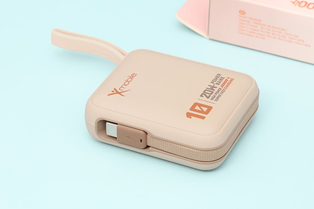 Pin sạc dự phòng Polymer 10000mAh Type C PD 20W Xmobile DS2054B kèm Cáp Type C Màu Nâu