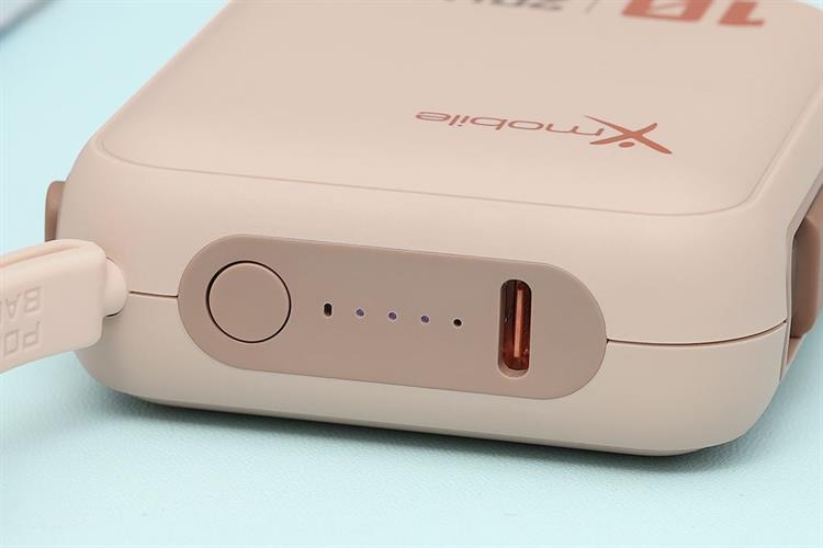 Pin sạc dự phòng Polymer 10000mAh Type C PD 20W Xmobile DS2054B kèm Cáp Type C Màu Nâu