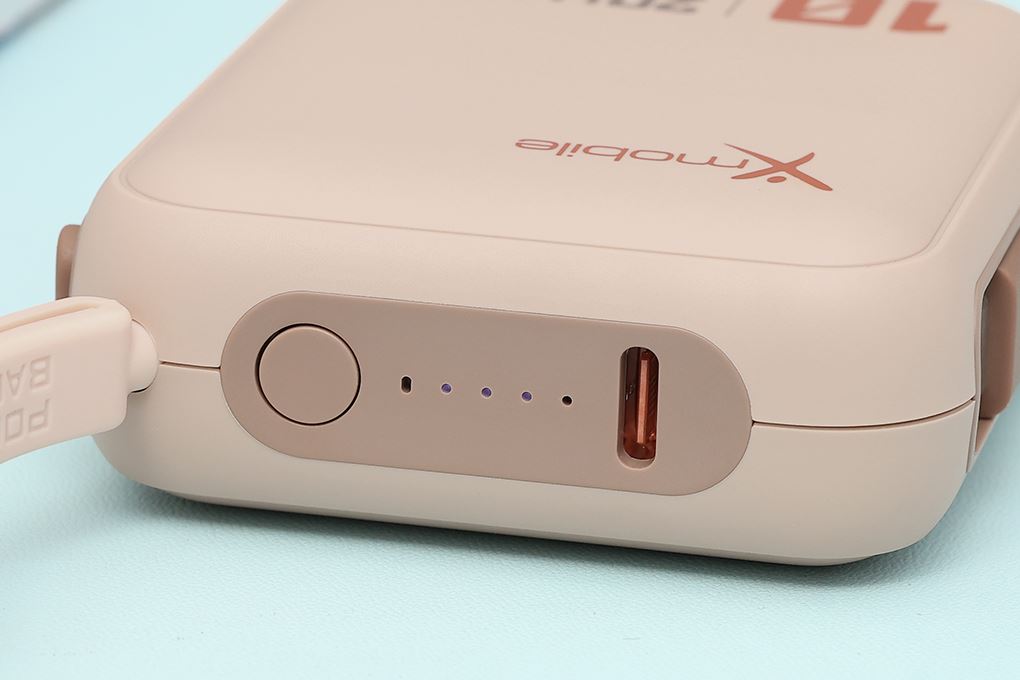 Pin sạc dự phòng Polymer 10000mAh Type C PD 20W Xmobile DS2054B kèm Cáp Type C Màu Nâu