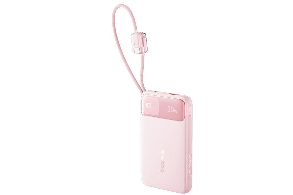 Pin sạc dự phòng 20000mAh Type C PD QC 3.0 30W Baseus Comet Pro E0027Y kèm Cáp Lightning và Type C Màu Hồng