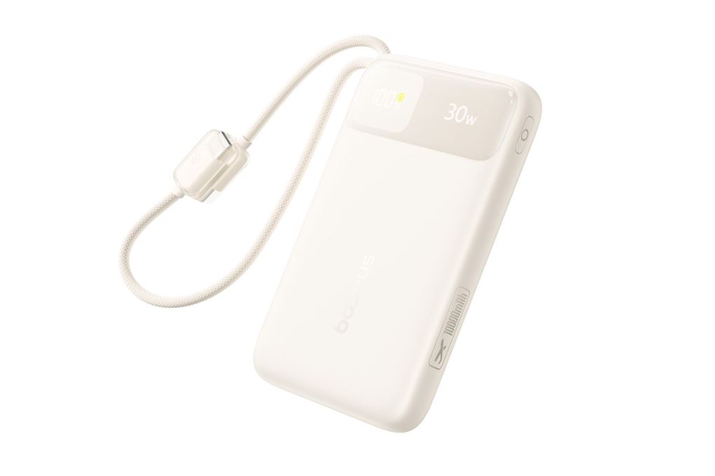 Pin sạc dự phòng 20000mAh Type C PD QC 3.0 30W Baseus Comet Pro E0027Y kèm Cáp Lightning và Type C Màu Trắng