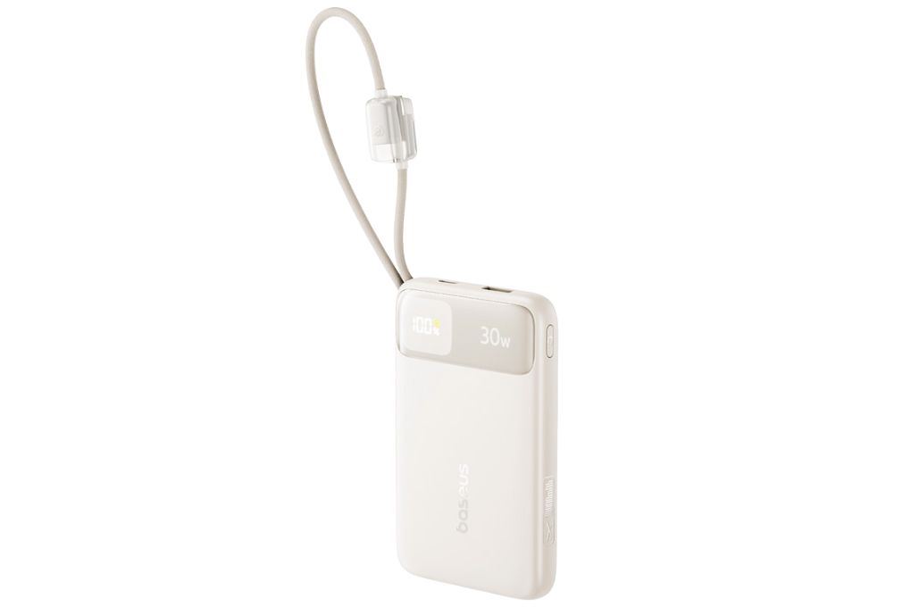 Pin sạc dự phòng 20000mAh Type C PD QC 3.0 30W Baseus Comet Pro E0027Y kèm Cáp Lightning và Type C Màu Trắng