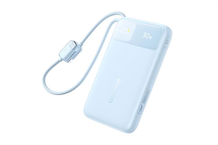 Pin sạc dự phòng 20000mAh Type C PD QC 3.0 30W Baseus Comet Pro E0027Y kèm Cáp Lightning và Type C Màu Xanh Dương