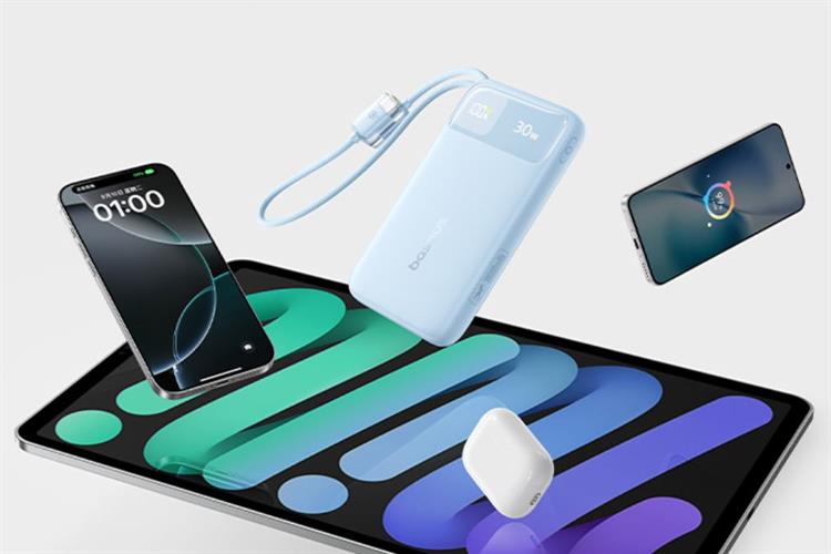 Pin sạc dự phòng 20000mAh Type C PD QC 3.0 30W Baseus Comet Pro E0027Y kèm Cáp Lightning và Type C Màu Xanh Dương