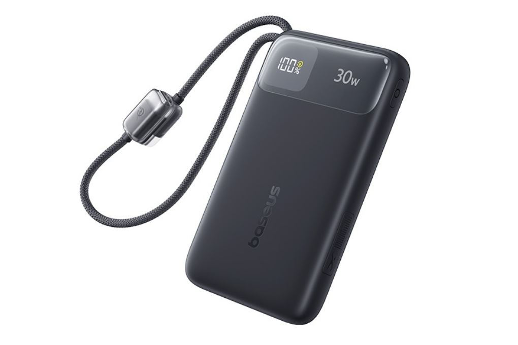Pin sạc dự phòng 10000mAh Type C PD QC 3.0 30W Baseus Comet Pro E0027X kèm Cáp Lightning và Type C Màu Đen