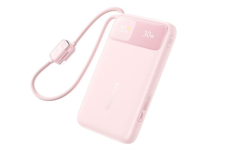 Pin sạc dự phòng 10000mAh Type C PD QC 3.0 30W Baseus Comet Pro E0027X kèm Cáp Lightning và Type C Màu Hồng