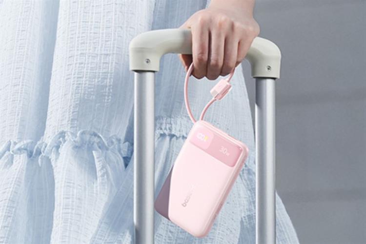 Pin sạc dự phòng 10000mAh Type C PD QC 3.0 30W Baseus Comet Pro E0027X kèm Cáp Lightning và Type C Màu Hồng