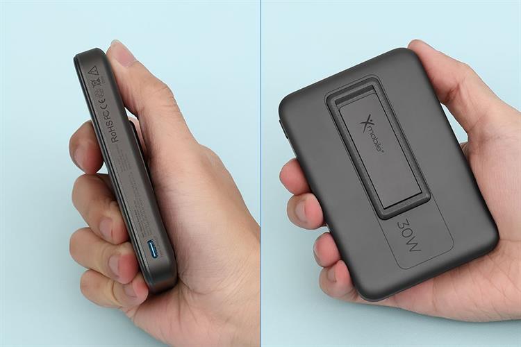 Pin sạc dự phòng 10000mAh Không dây Magnetic Qi2 Type C PD 30W Xmobile JP387 Màu Xám